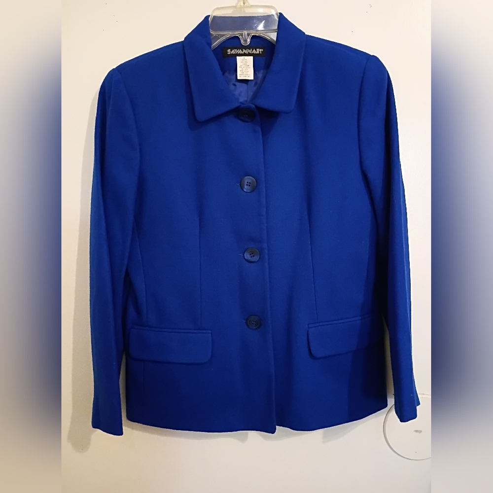 Savannah Women's Royal Blue Blazer‎ 100% Wool Sz 6P